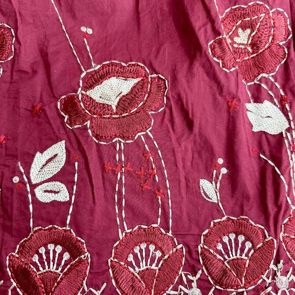 Antonio Melani Dark Red Floral Skirt Midi Embroidered 2 Wine - Picture 8 of 8